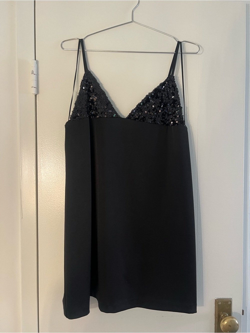 Zara Black Mini Slip romper/dress with Sequin Bodice